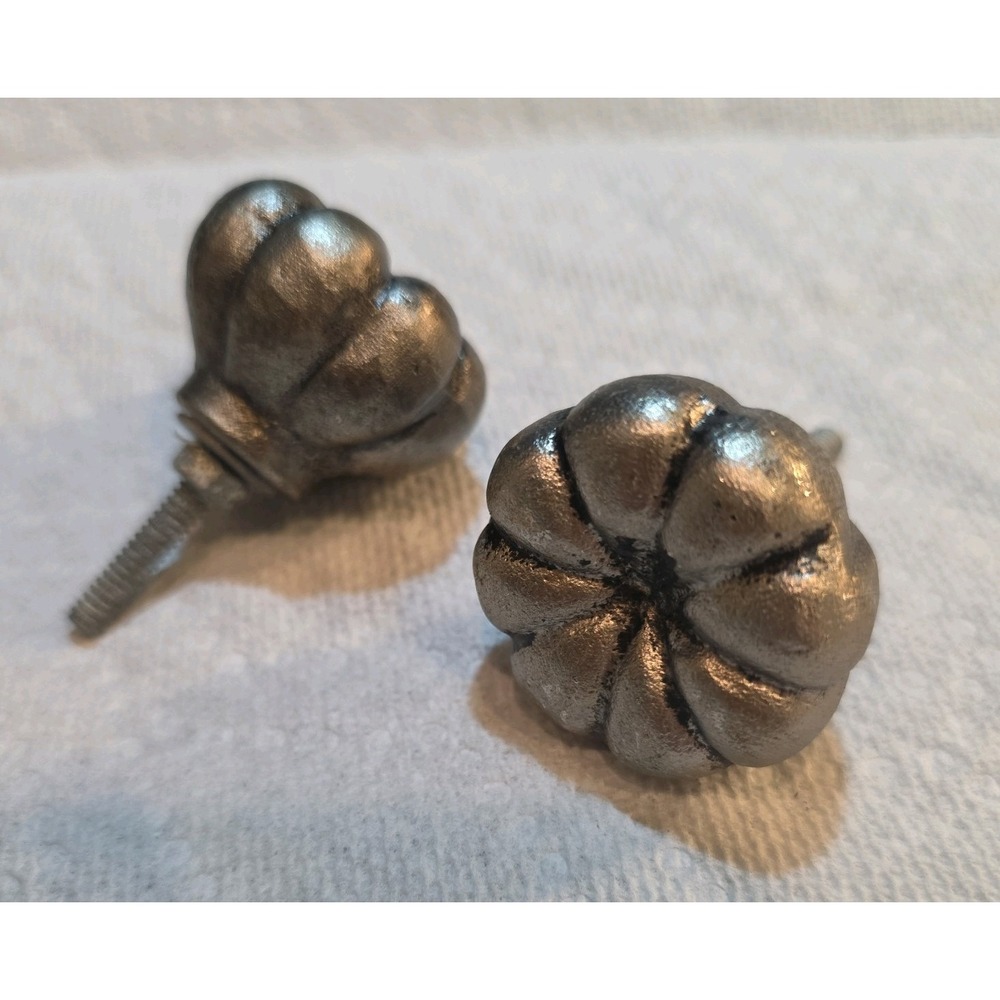 2 Pack Pumpkin Knob Antique Silver